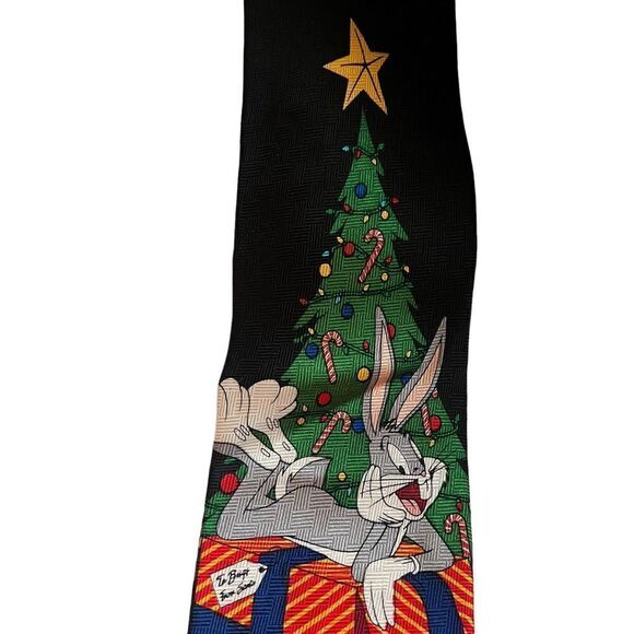 Loony tunes bugs bunny 100% silk Christmas tie - Picture 2 of 5